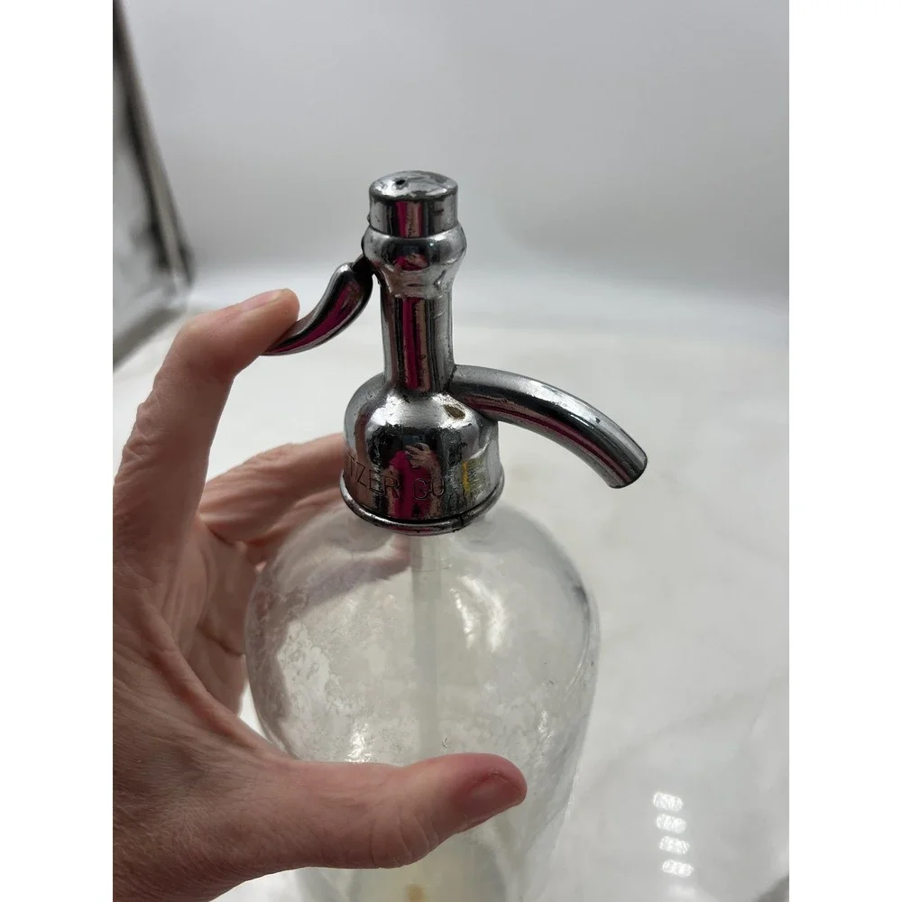 VTG Capitol District Seltzer Bottle Clear Glass Albany New York Large Dome 1920s